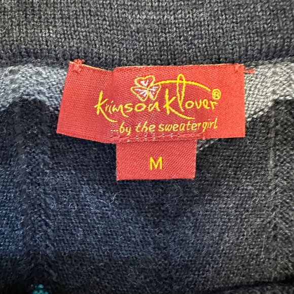 Krimson Klover 100% Merino Wool Chevron Knit Pull On Skirt Size M Short Gray - Picture 3 of 10